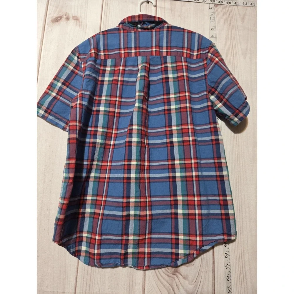 Ralph Lauren Shirt Boys Large Blue Red Plaid Short Sleeve‎ Button Down Casual